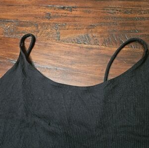 Black Ribbed Spaghetti Strap Dress